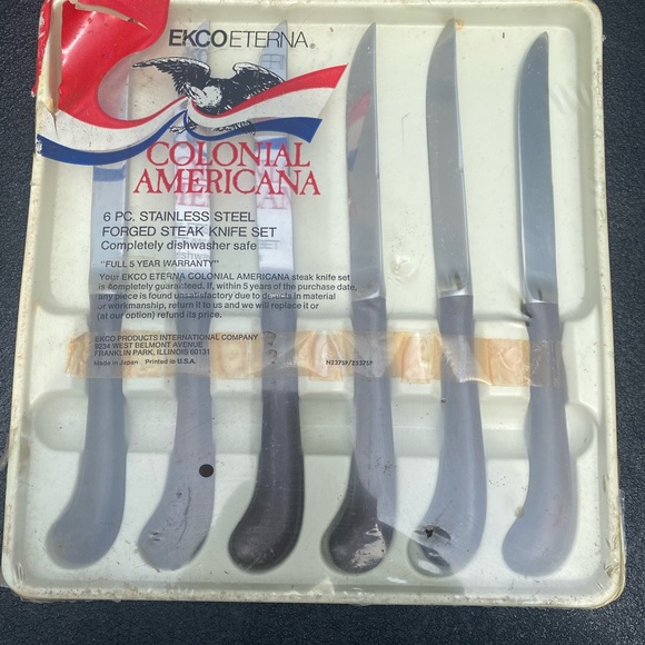 Ekco Eterna Colonial Americana Stainless Steel Forged Steak Knife Set-NEW - Picture 8 of 12